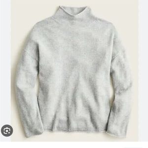 NEW J. Crew Cashmere Relaxed Rollneck Sweater  BA407 Heather Gray
